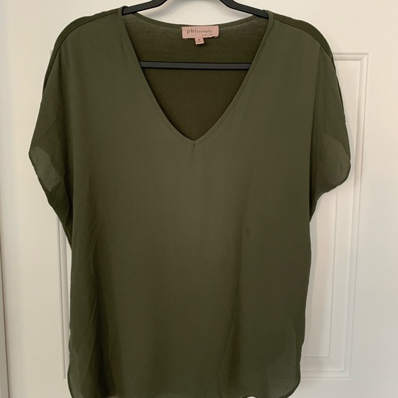 Philosophy Army Green short sleeve top Large - Picture 7 of 7